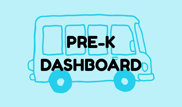 text saying "Pre-K Dashboard" in front of a cartoon outline of a school bus